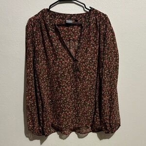 Soho Floral Print Blouse - Black and Pink